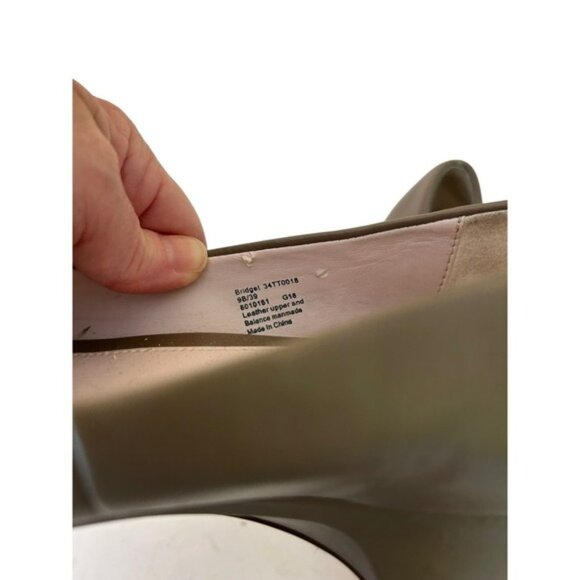 Taryn Rose Bridget Taupe Leather Block Heel Pumps Metallic Rose Cap Toe 39 / 8.5 - Picture 3 of 9